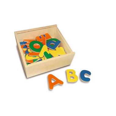 Lettere maiuscole magnetiche in scatola di legno - 52 pz