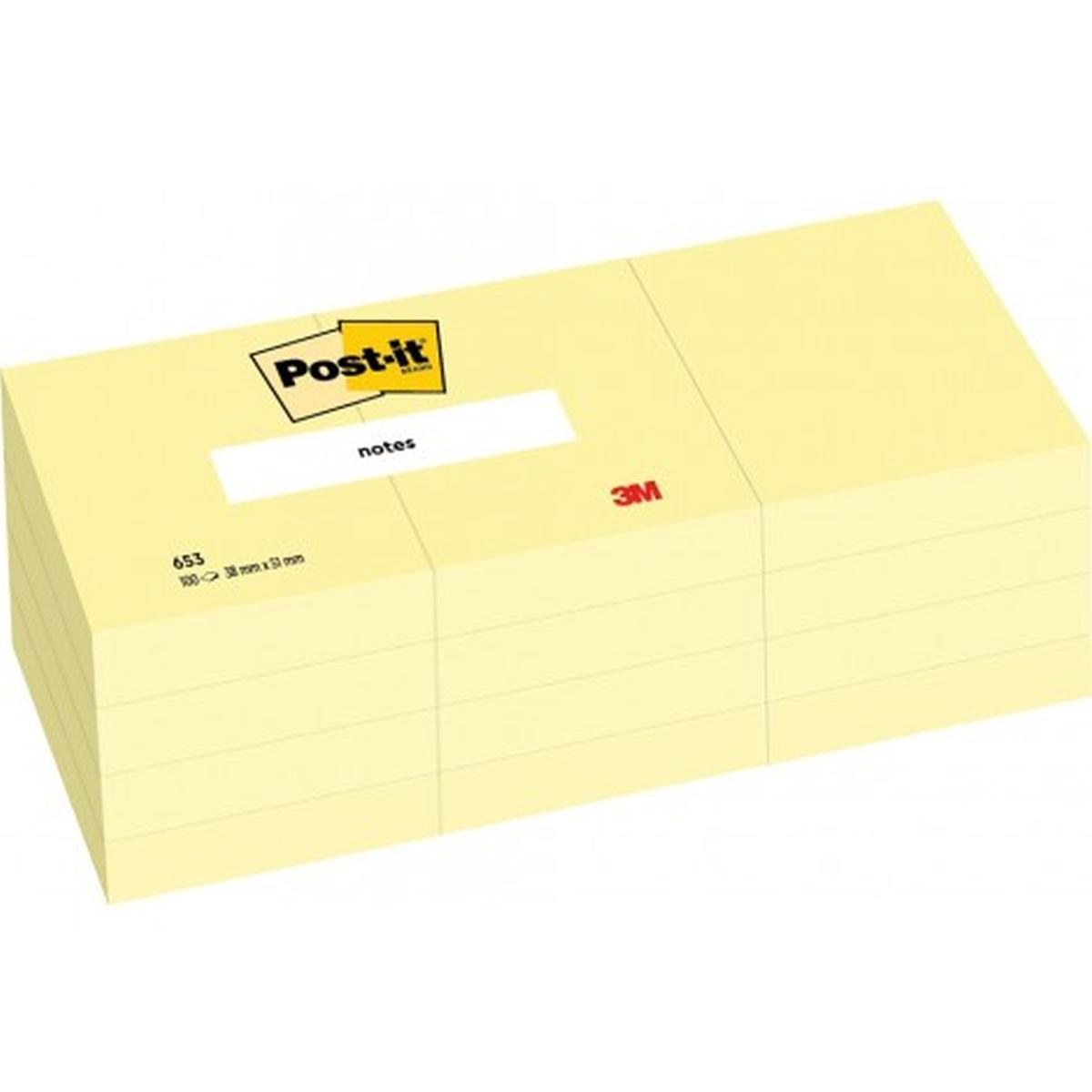 Post-it cubo giallo canary 653e - 100 fg - 38 x 51 mm