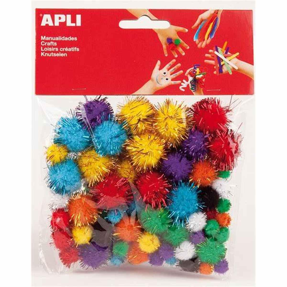 Apli - pom pon glitter assortiti - 78 pz