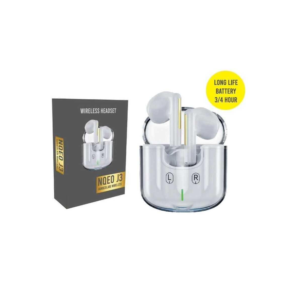 Auricolari wireless nqeo j3 con custodia di ricarica
