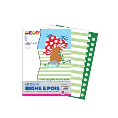 Deco - cartoncini righe e pois - 300 gr - 50 x 70 cm