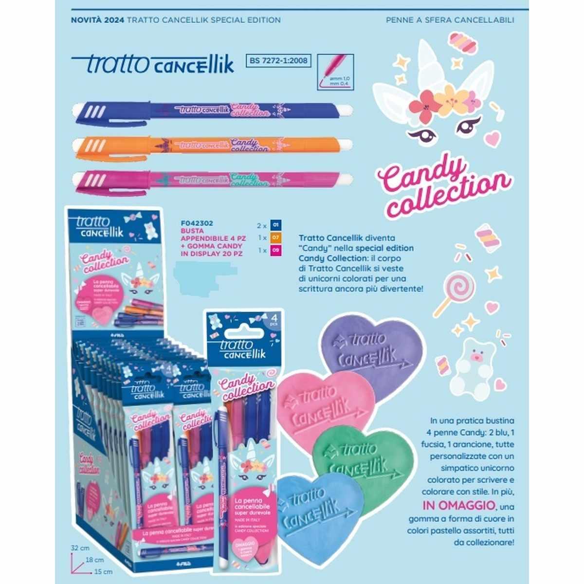 Tratto cancellik busta 4+1 maxi gomma a cuore