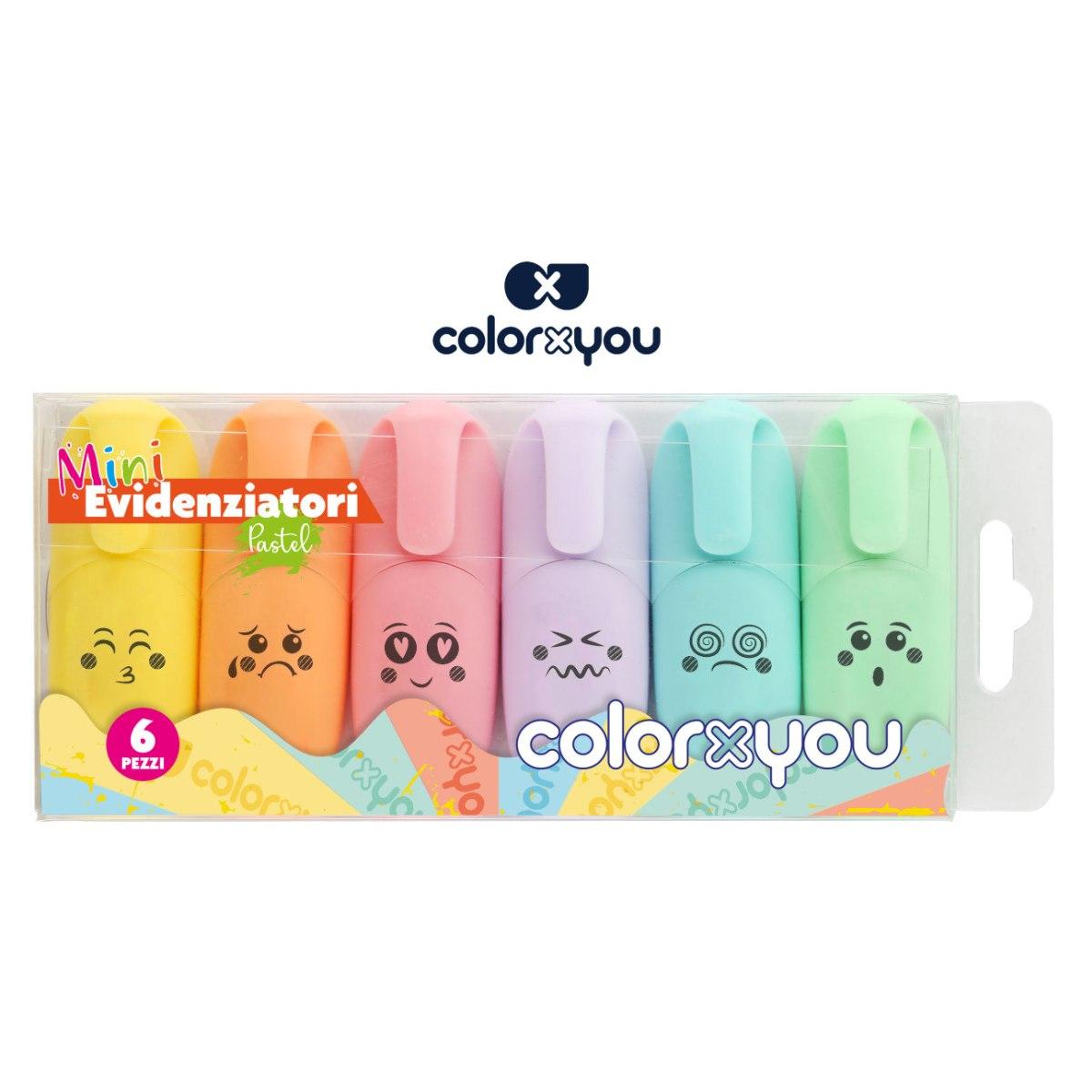 Colorxyou - evidenziatore mini pastel 6 pz