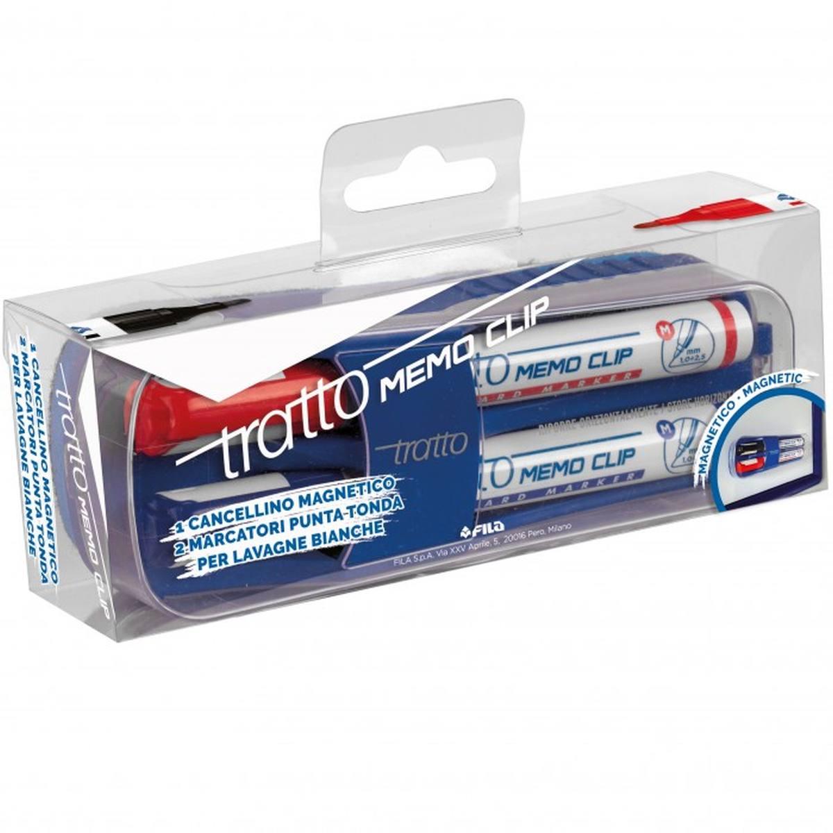 Set 2 tratto memo clip + cancellino magnetico
