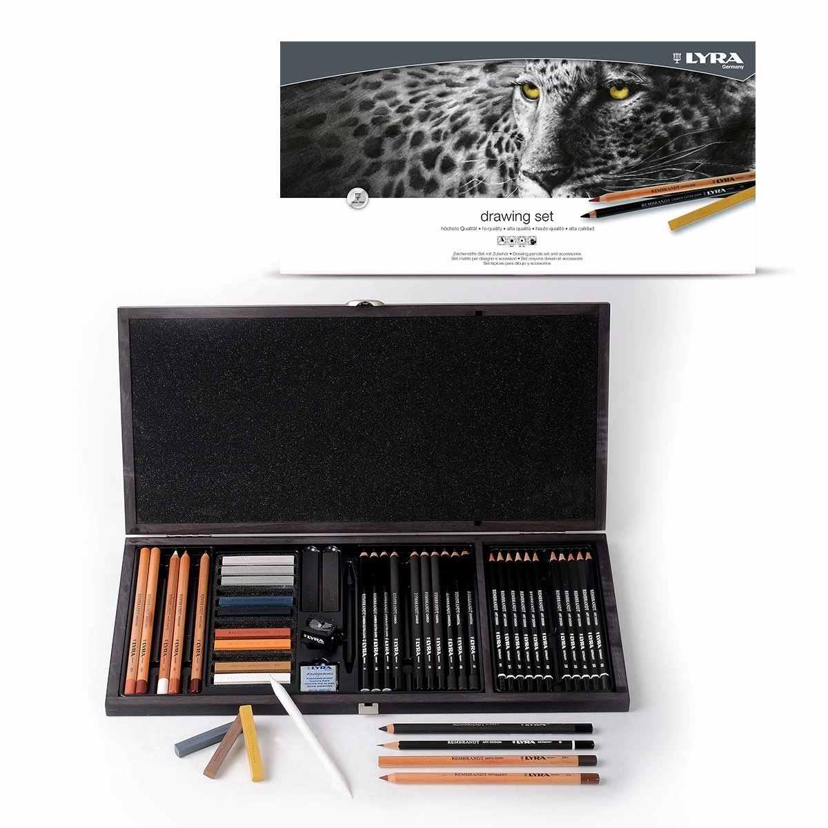 Lyra drawing set large - cassetta in legno 47 pz