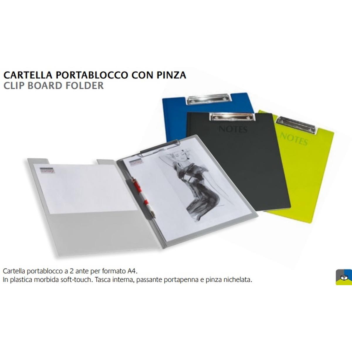 Arda - cartella portablocco a 2 ante con pinza - a4 -