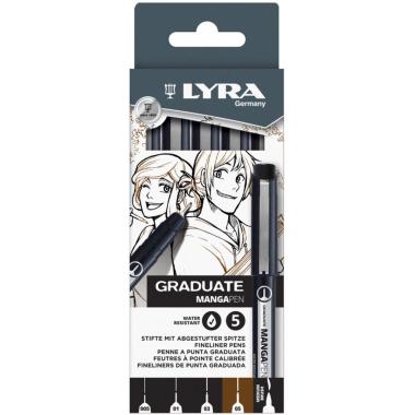 Lyra graduate manga - set 5 penna ad inchiostro pigmentato