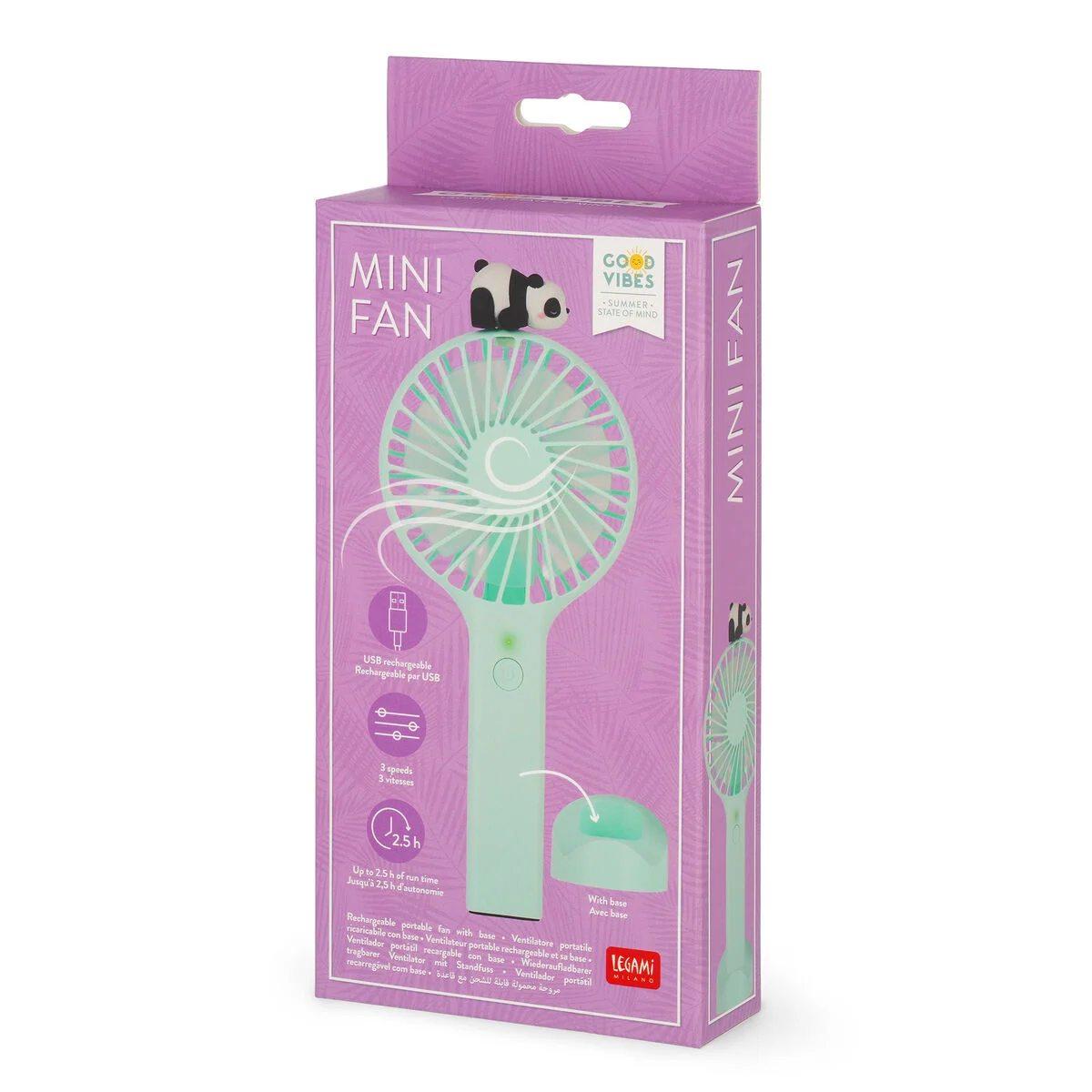 Legami mini fan - rechargeable portable fan with - panda