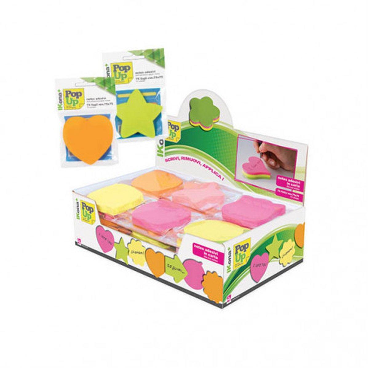 Ikona+ - notes pop-up adesivi adesivi - 75 x 75 mm - 75 fg - colori fluo