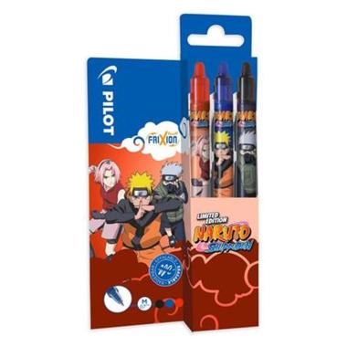 Pilot set 3 frixion ball clicker naruto shippuden limited edition - penna cancellabile