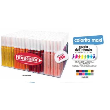 Fibracolor colorito maxi - pennarelli punta grossa - multiscatola 288 pz