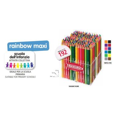 Fibracolor rainbow maxi - pastelli punta grossa - multiscatola 192 pz
