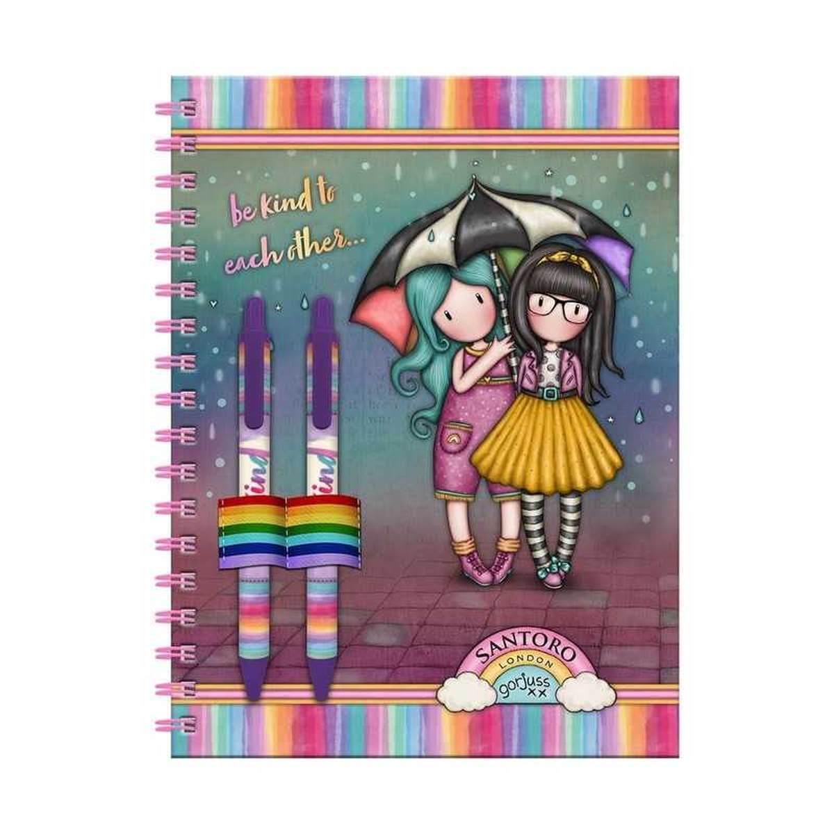 Santoro notebook con stationery - taccuino spiralato e due biro - gorjuss