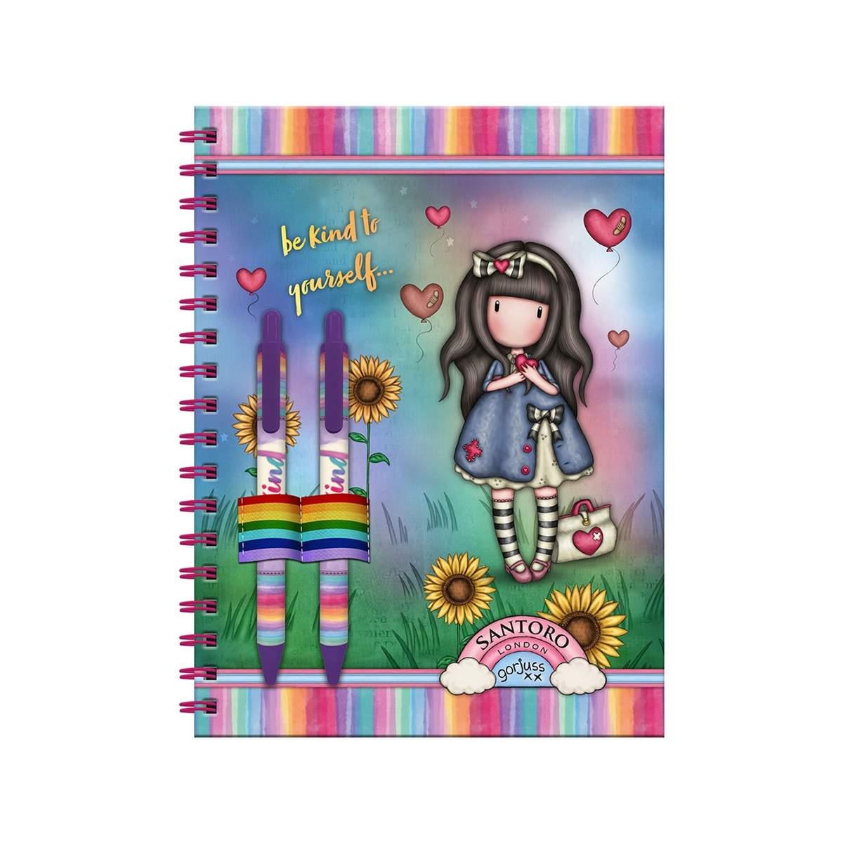 Santoro notebook con stationery - taccuino spiralato e due biro - gorjuss