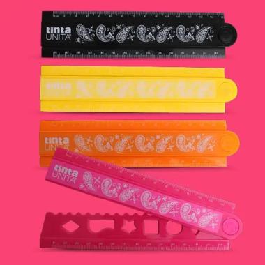 Righello con stencil tinta unita fluo