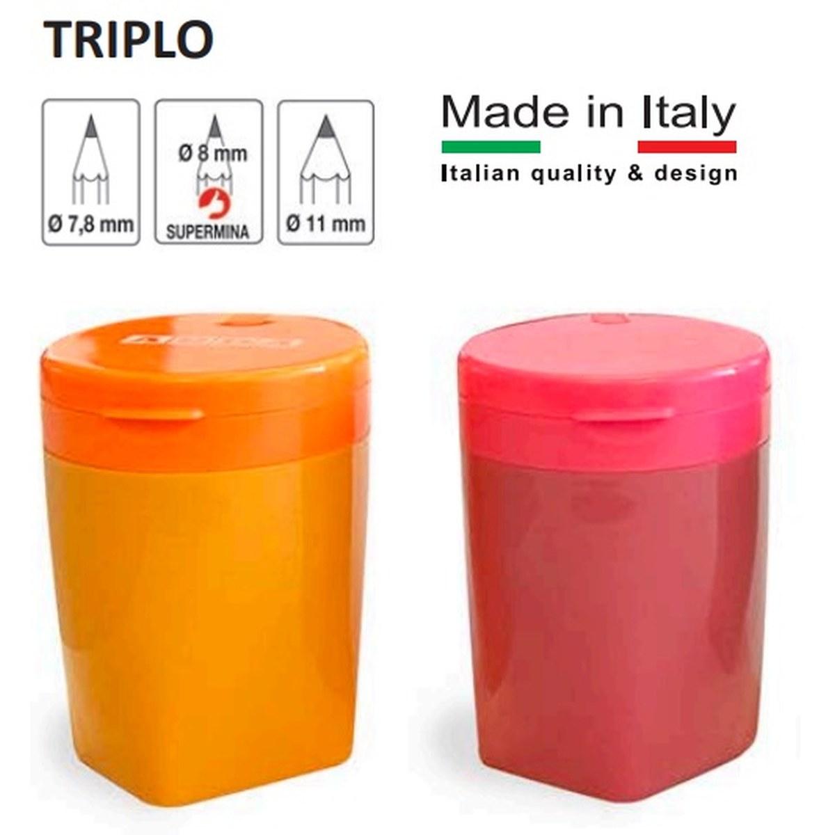 Arda - temperino triplo con serbatoio - 3 fori metal