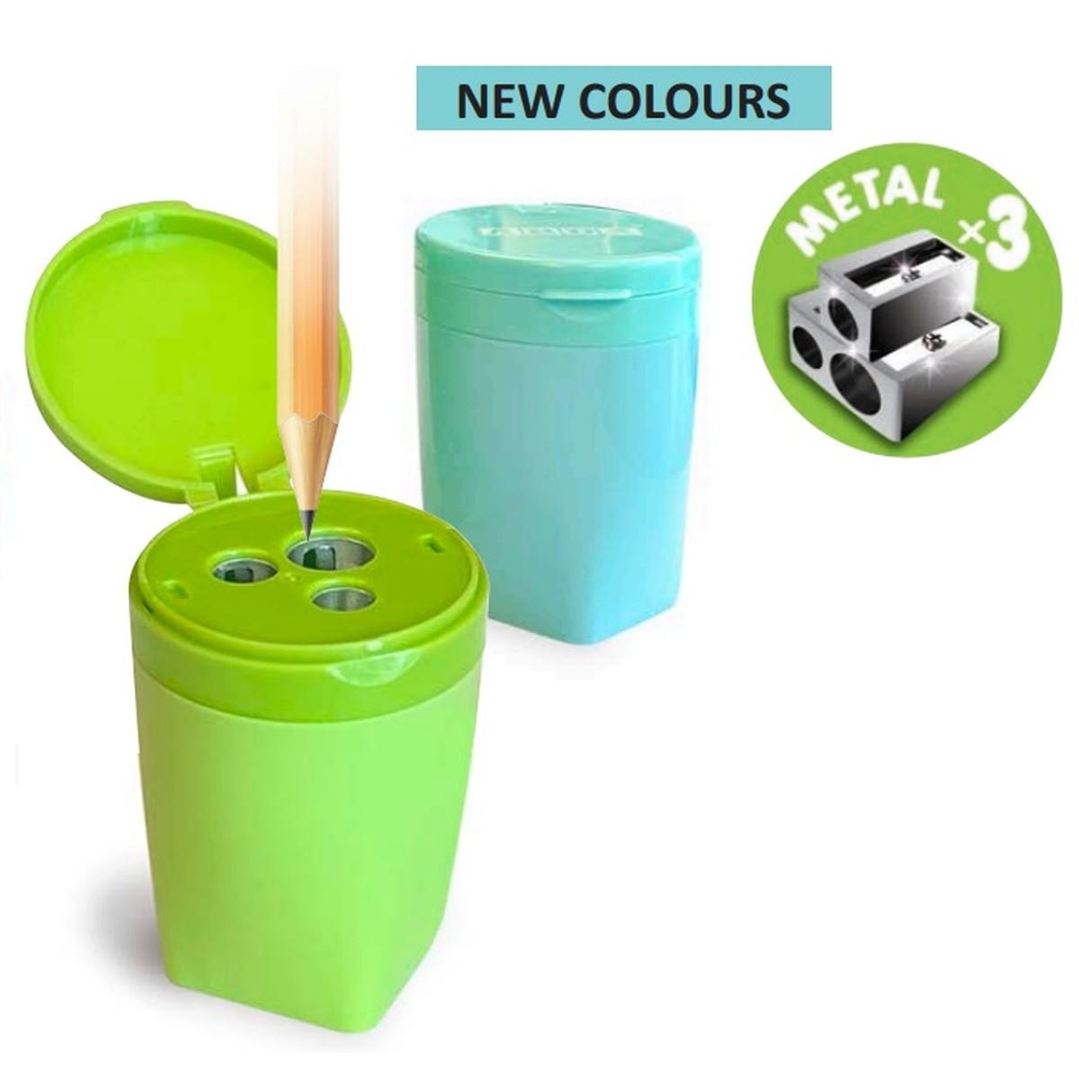 Arda - temperino triplo con serbatoio - 3 fori metal