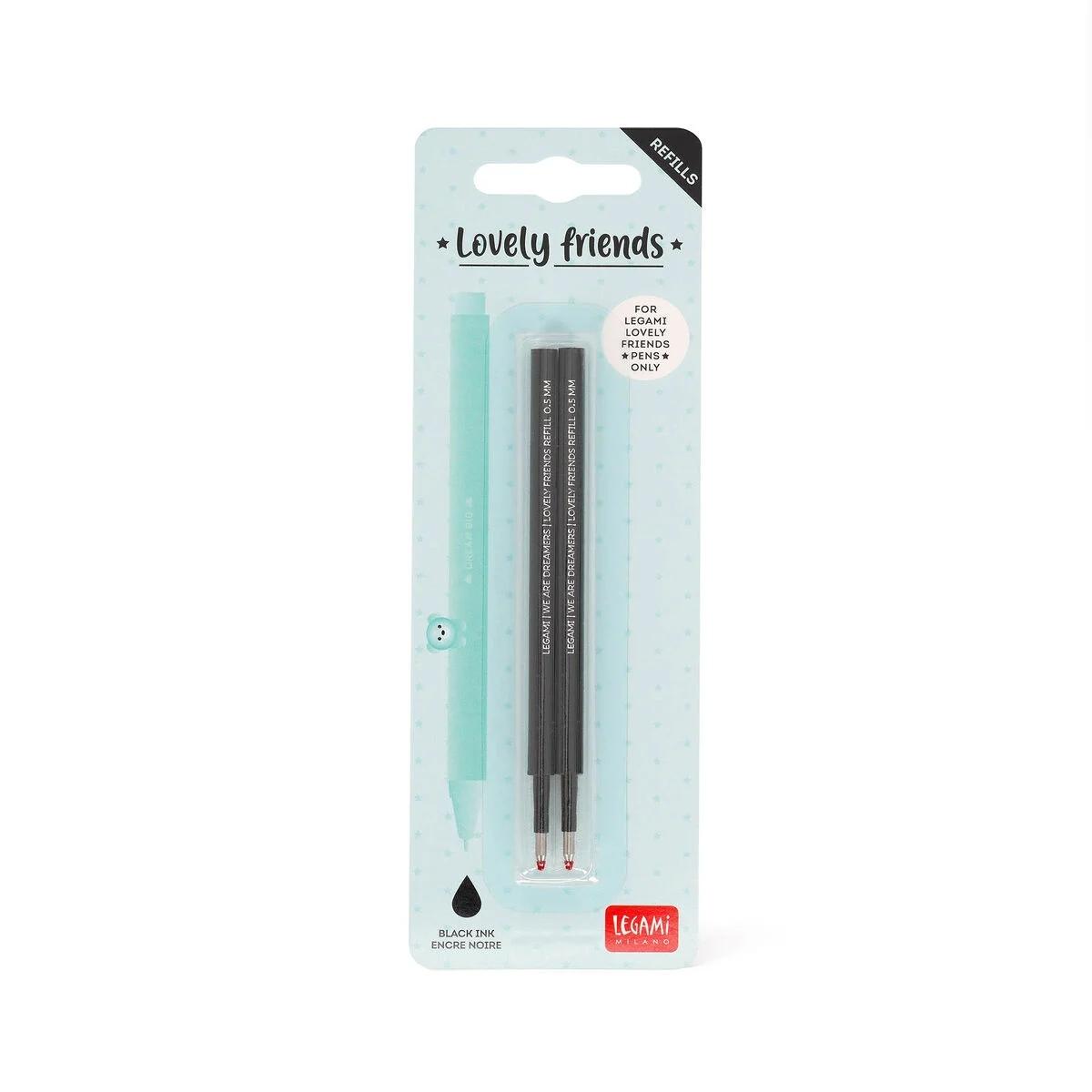 Legami - set di 2 refill per penna gel - lovely friends