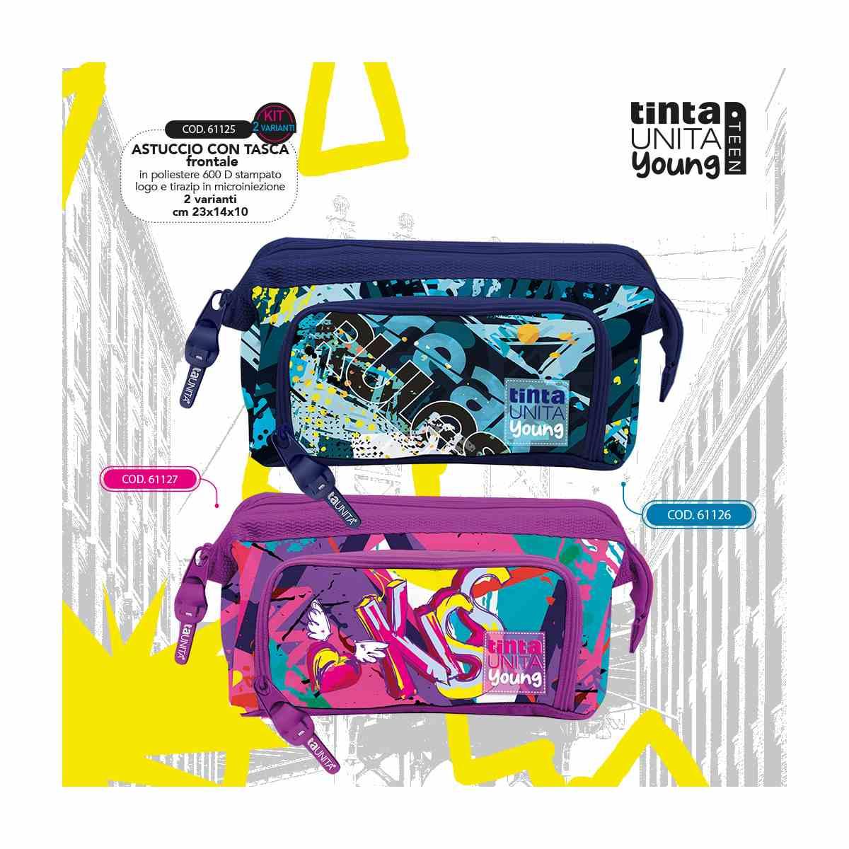 Astuccio con tasca frontale tintaunita teen