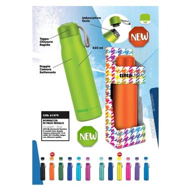 Borraccia termica con laccio da polso 500 ml tintaunita excellent