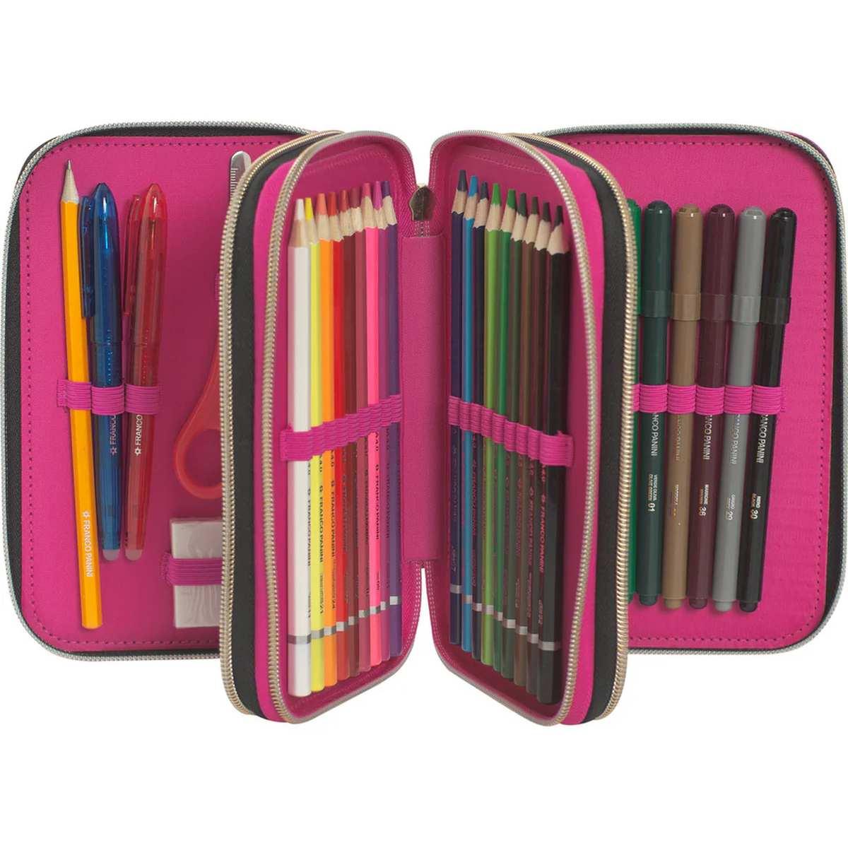 Astuccio 3 zip rainbow high magenta