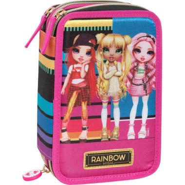 Astuccio 3 zip rainbow high magenta