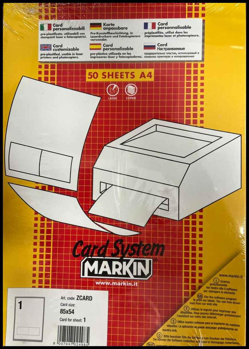 Card personalizzabili 85 x 54 mm - 50 fogli a4