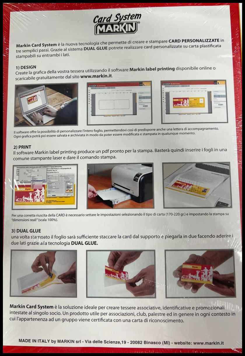 Card personalizzabili 85 x 54 mm - 50 fogli a4