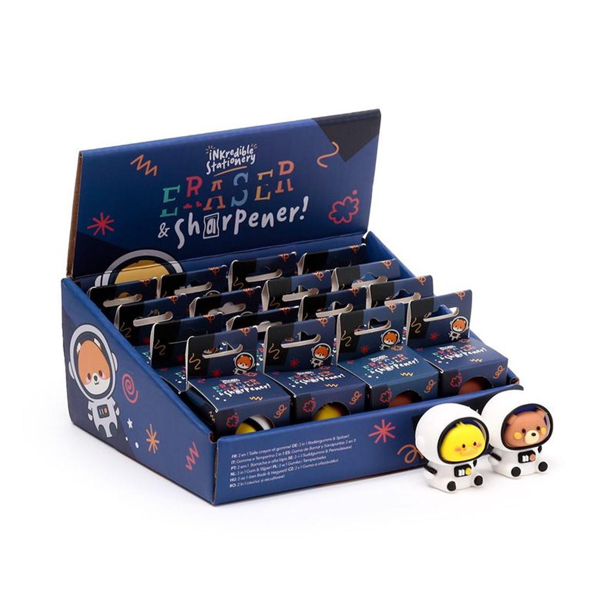 Temperamatite e gomma 2 in 1 - spazio - animali dolci