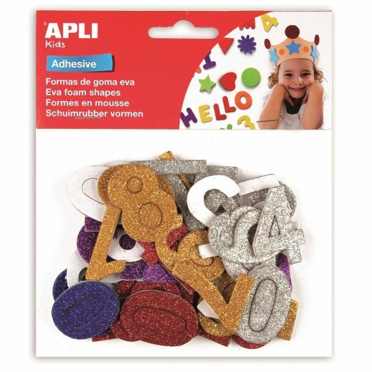 Apli - gomma eva glitter - numeri - 50 pz