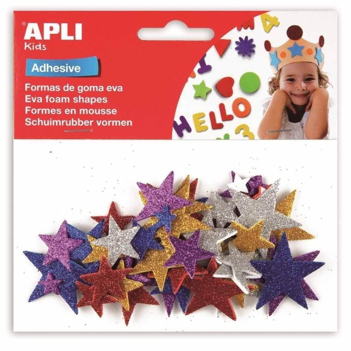 Apli - gomma eva glitter - stelle - 50 pz