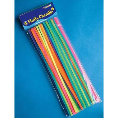 Ciniglia dritta - stelo fine - Ø 6 mm - 50 fili da 30 cm - colori fluo assortiti