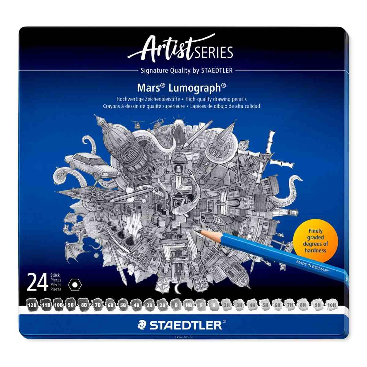Mars® lumograph® 100 - astuccio matite in grafite (12b - 10h) - 24 pz