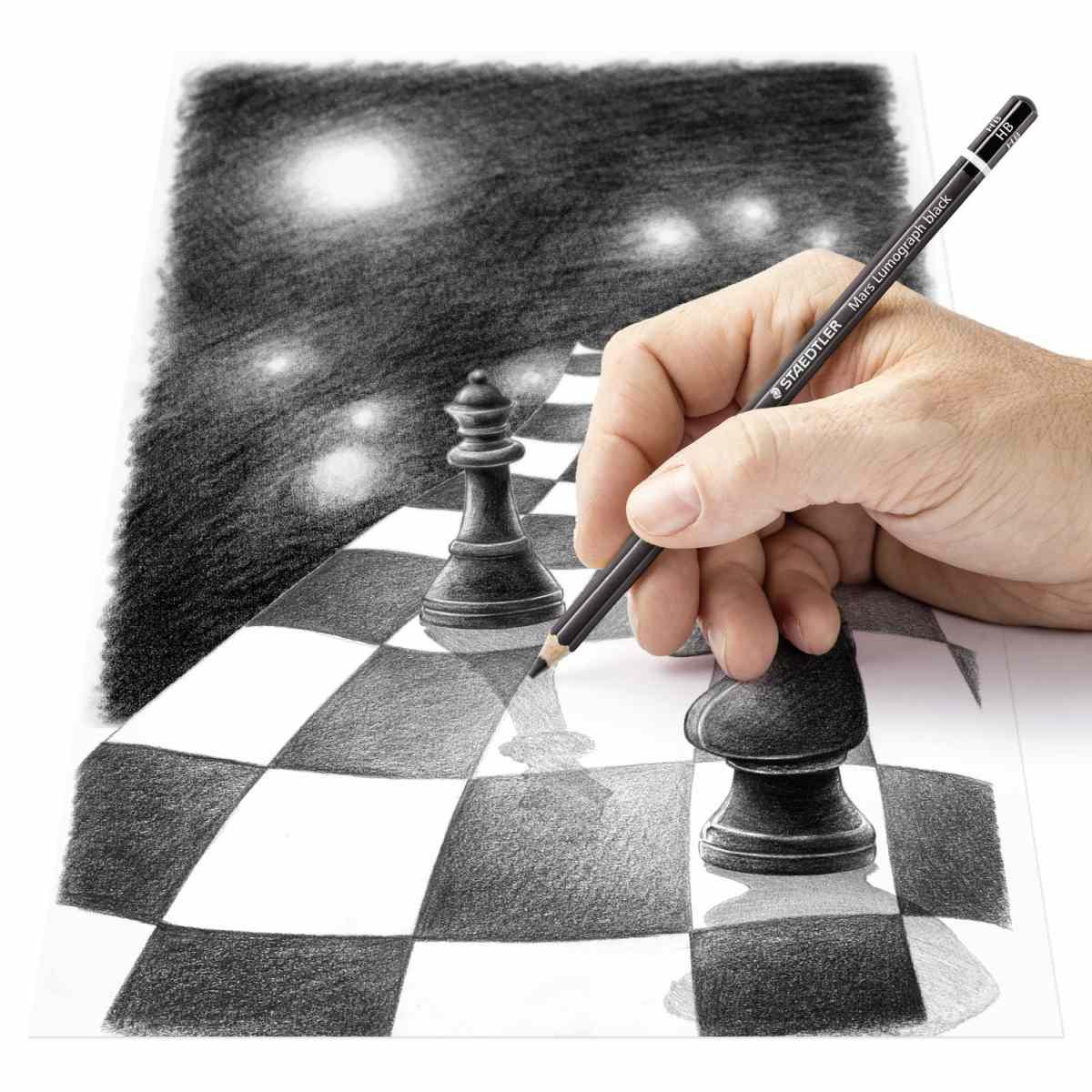 Mars® lumograph® black 100b matite tipo carboncino (8b - hb) - astuccio 6 pz