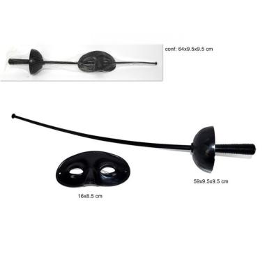 Maschera con spada cavaliere nero 729492