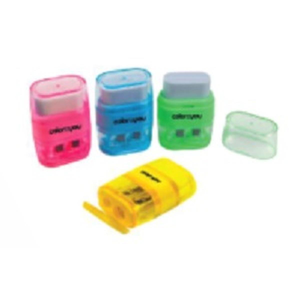 Temperamatite fluo 2 fori con gomma colorxyou