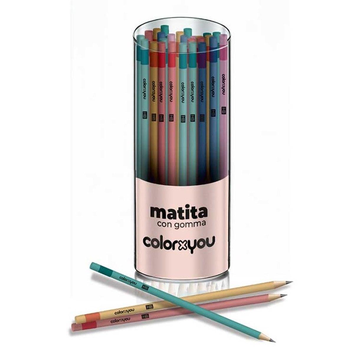 Matita con gomma hb colorxyou - fusto colore pastello