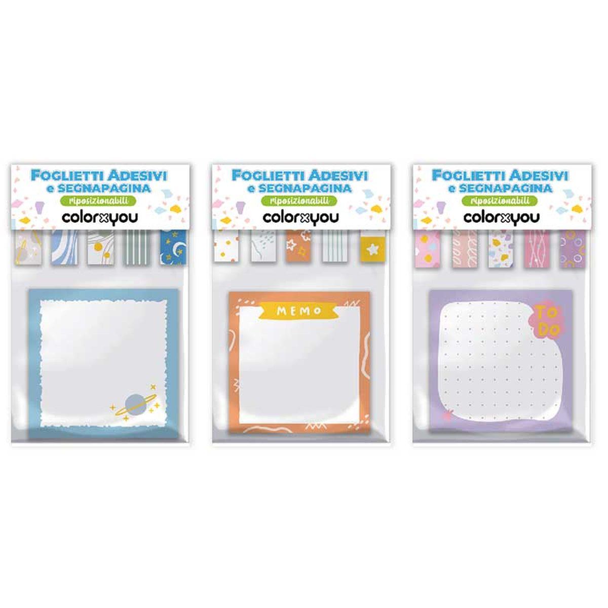 Set foglietti adesivi e segnapagina colorxyou