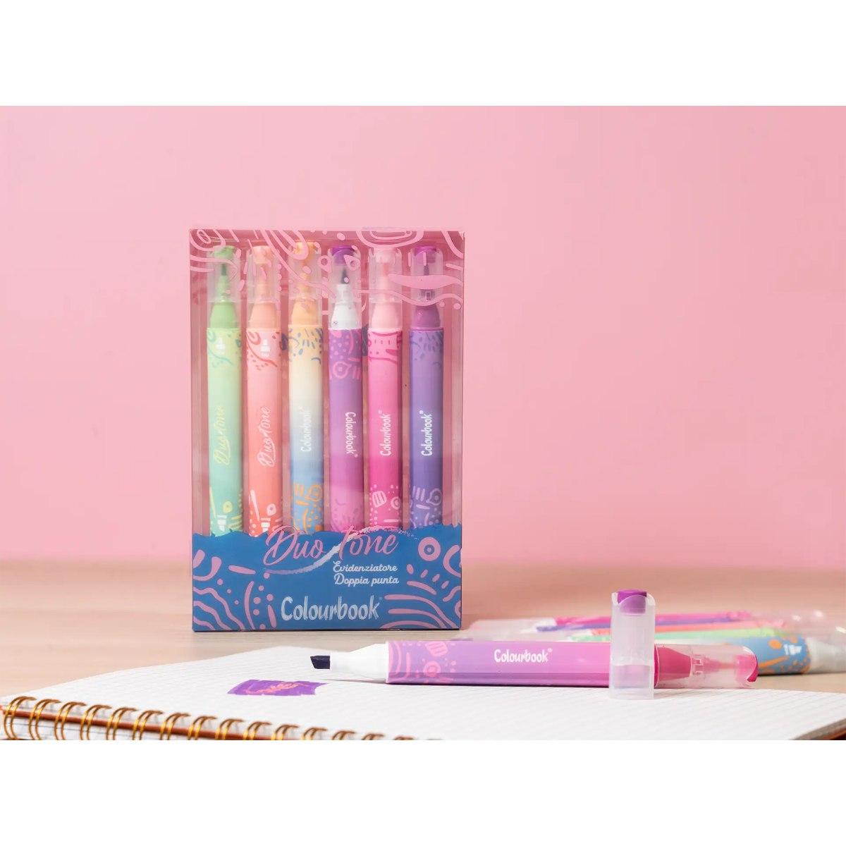 Set 6 evidenziatori doppia punta  duotone