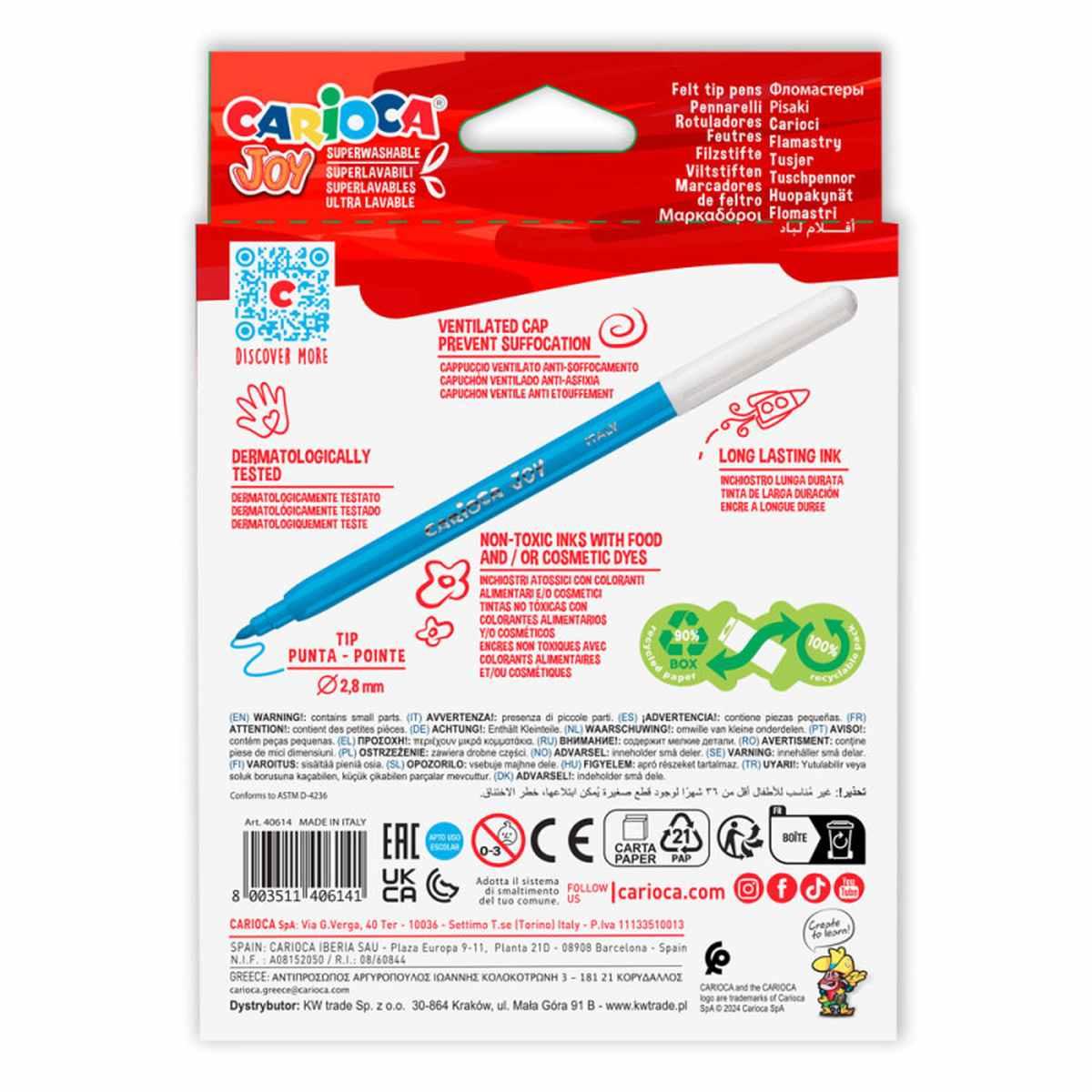 Pennarelli punta fine joy - 12 pz