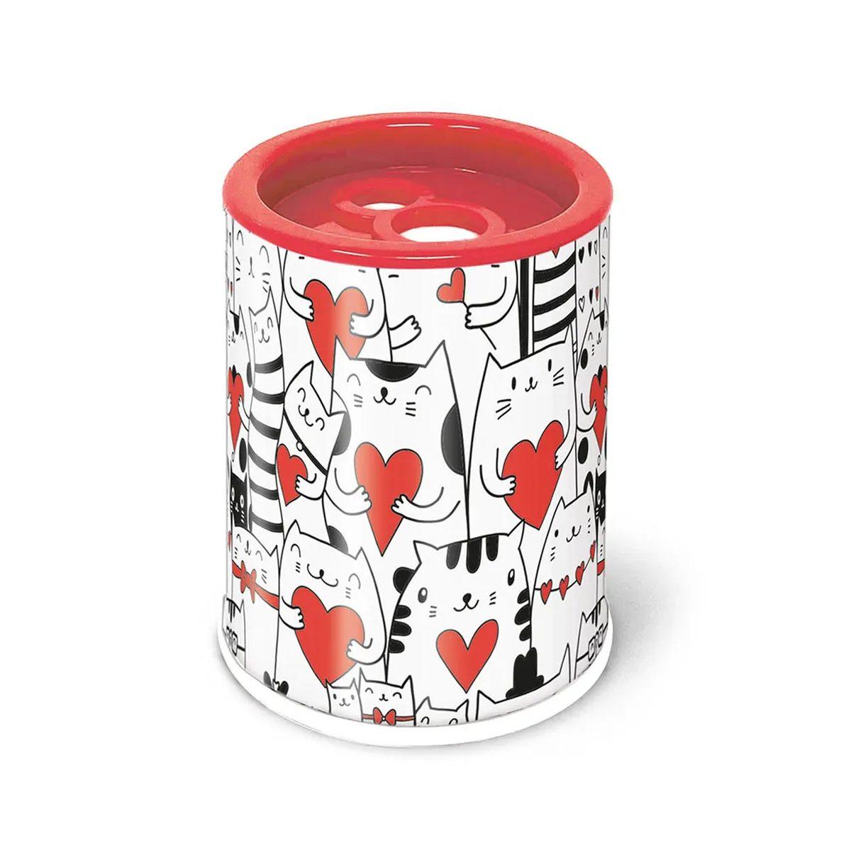 Temperamatite 2 fori con contenitore in latta