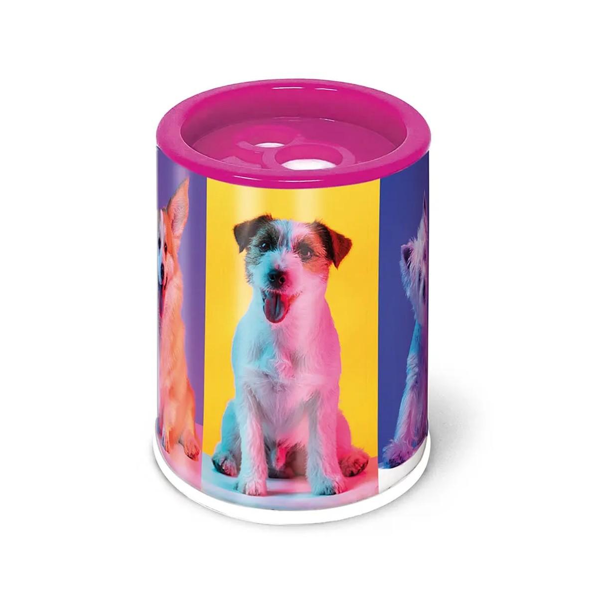 Temperamatite 2 fori con contenitore in latta