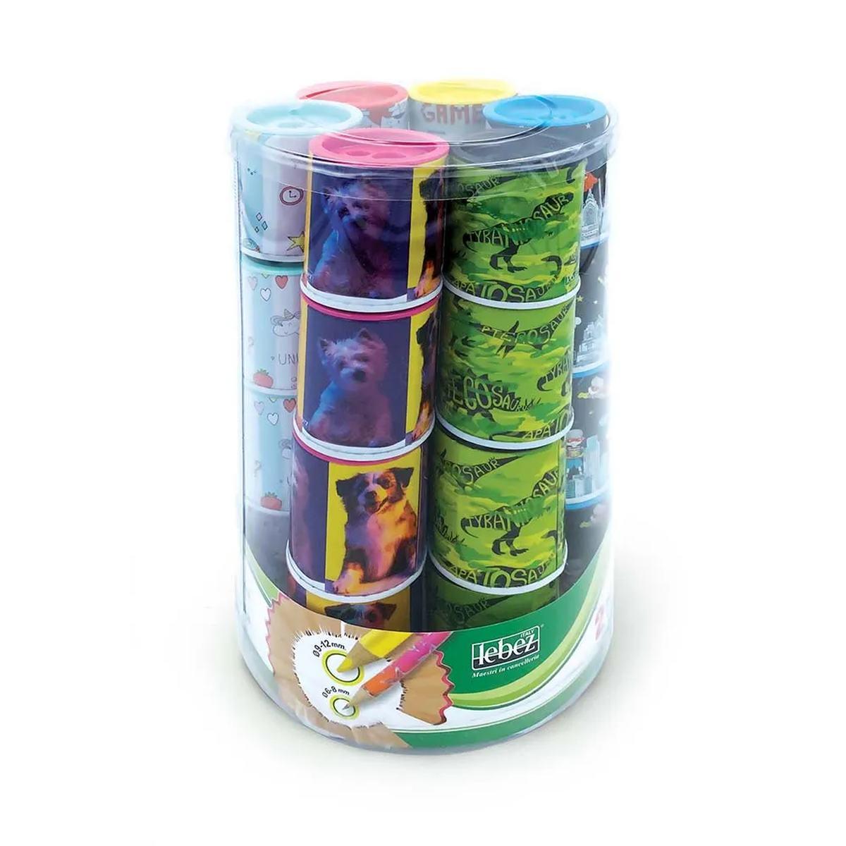 Temperamatite 2 fori con contenitore in latta