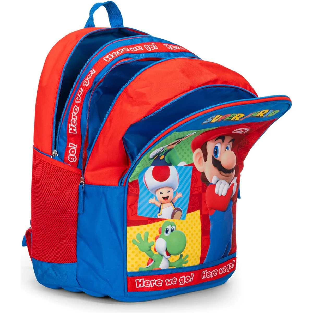 Zaino organizzato super mario rosso/blu