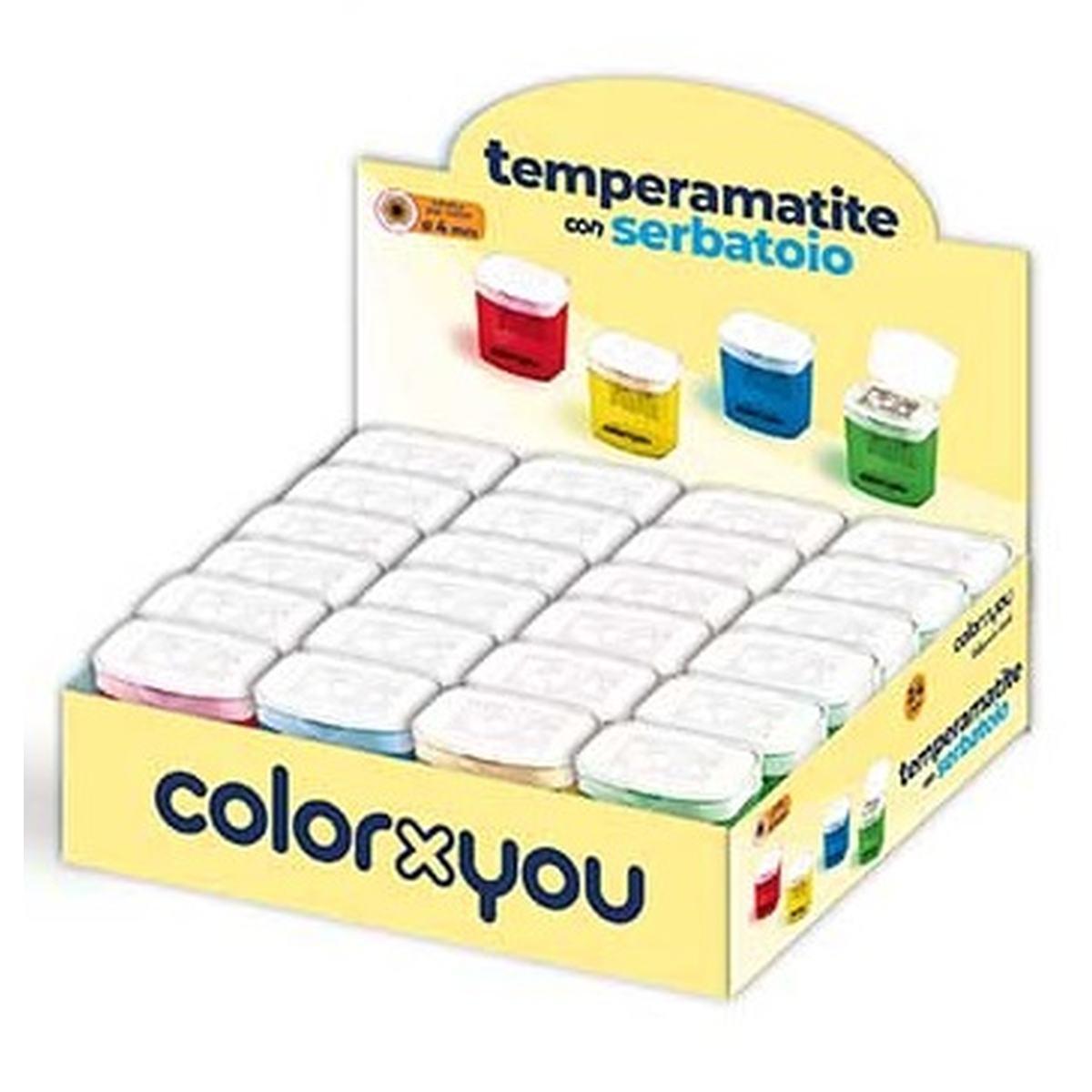 Temperamatite 2 fori in metallo con serbatoio cxu