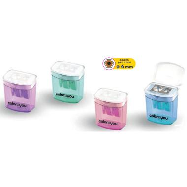 Temperamatite 2 fori in metallo con serbatoio pastel cxu