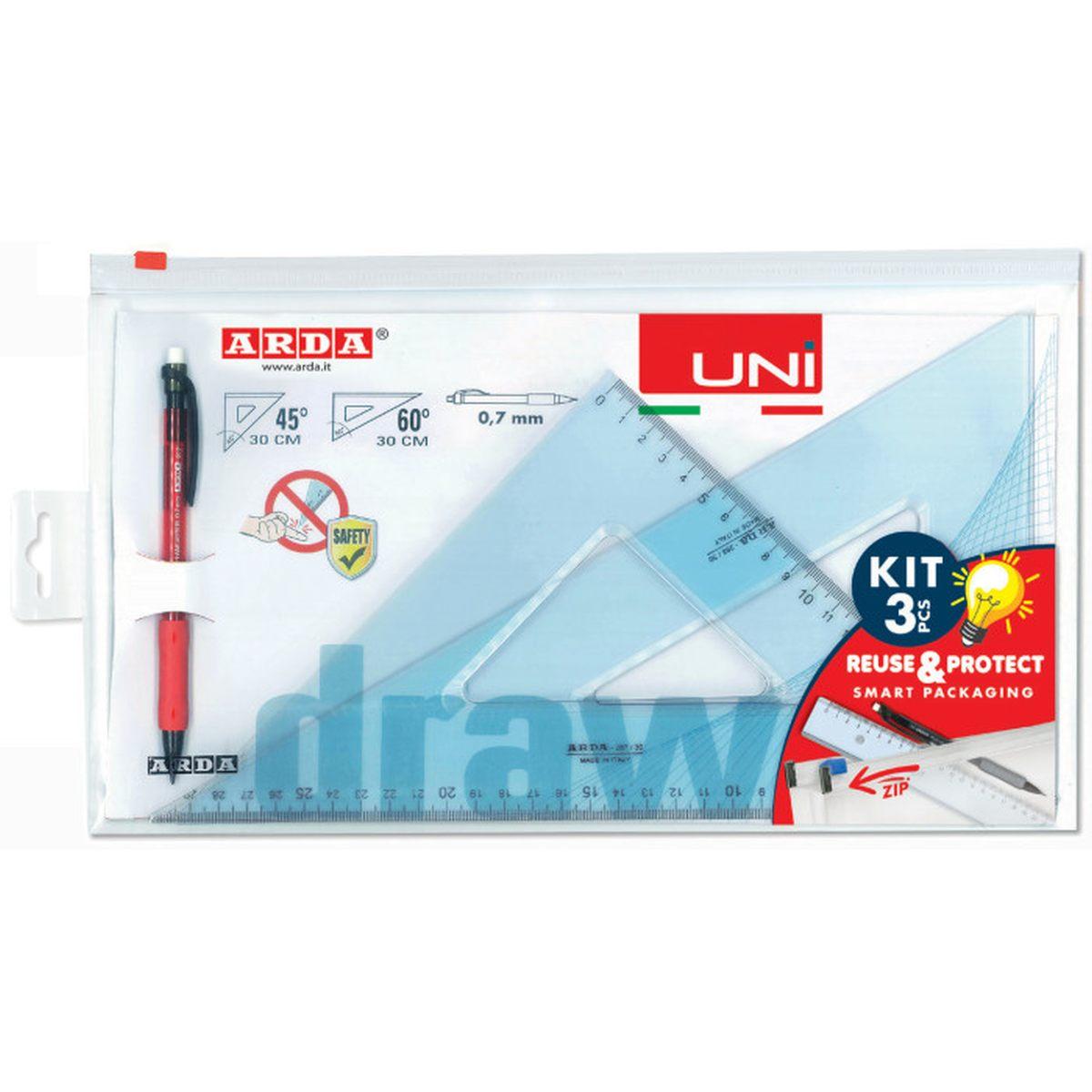 Coppia squadre + portamine 0,7 mm