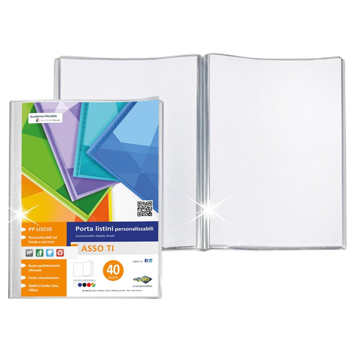 Portalistino in pp personalizzabile asso ti - 22 x 30 - 100 fg