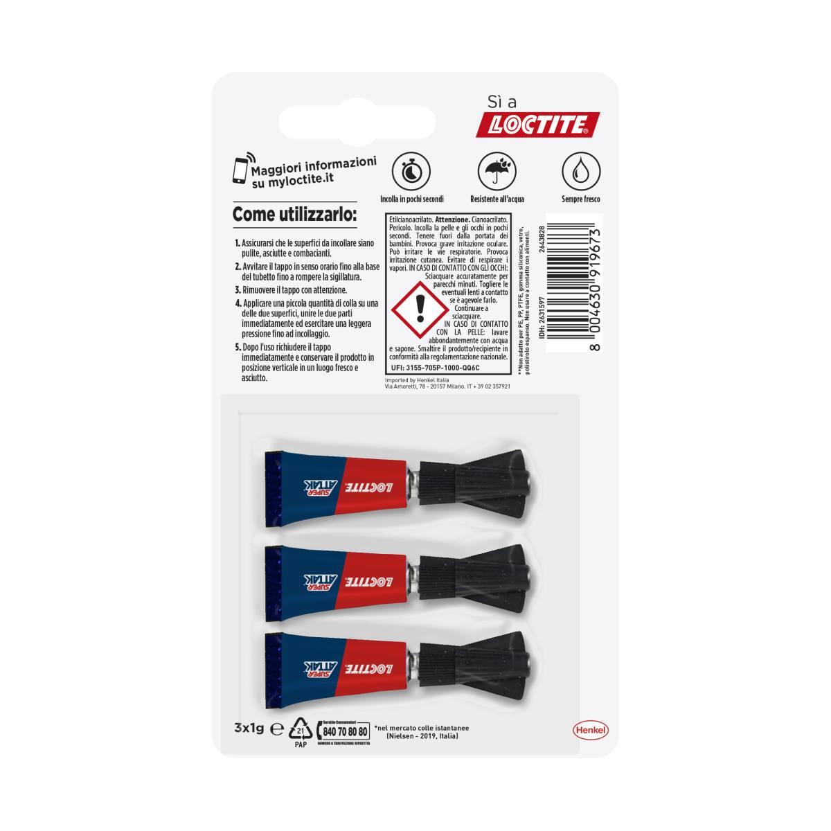 Henkel loctite super attak minitrio liquido 3 x 1g