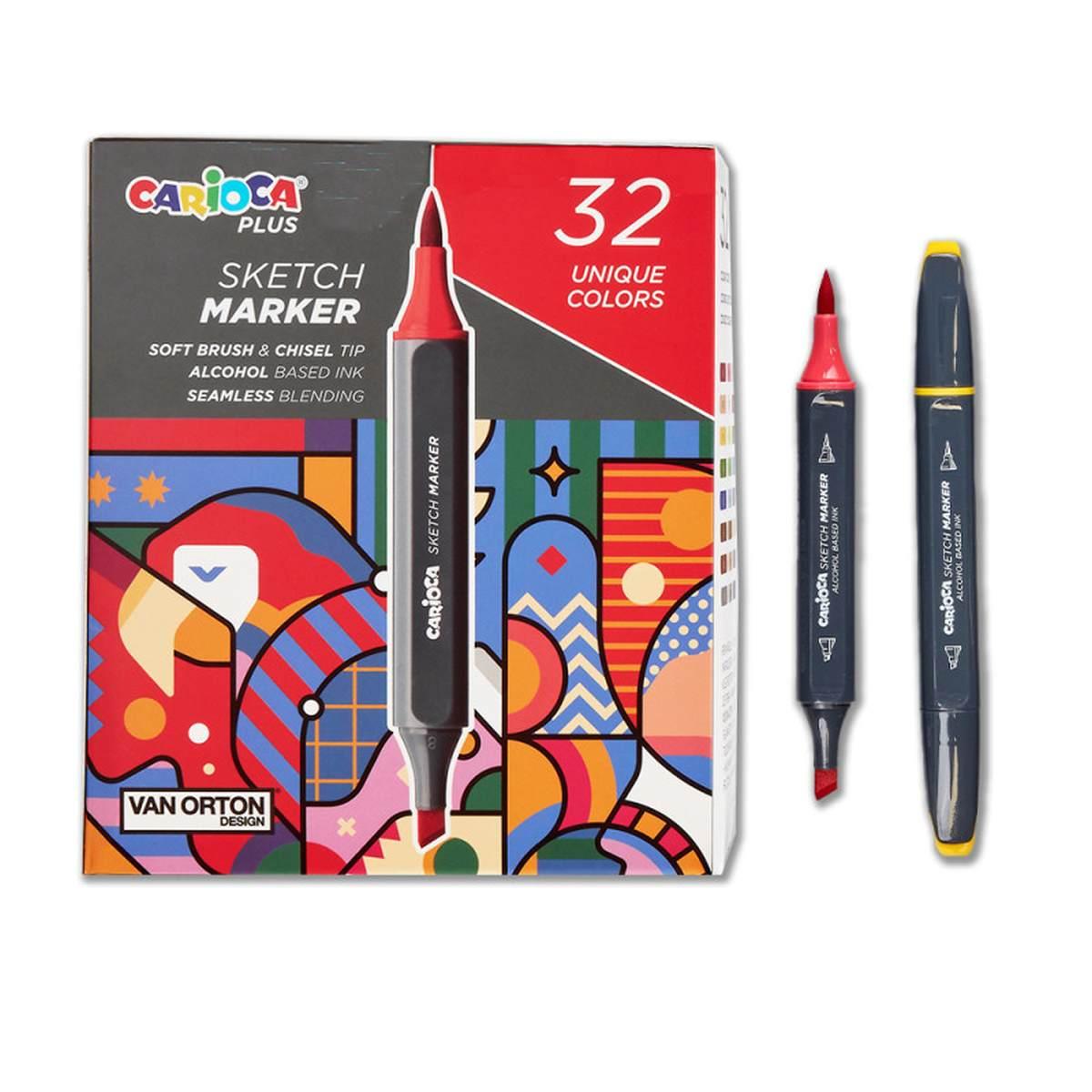 Carioca plus sketch marker box rigida colori assortiti - 32 pz